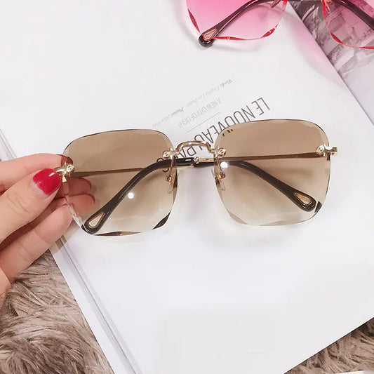 Trendy Square Frameless Sunglasses - Polygonal Style